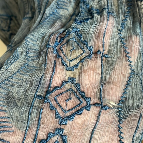 Gypsy 05 Silk Beachy Blue Boho Embroidered Printed Maxi Dress - Picture 10 of 15